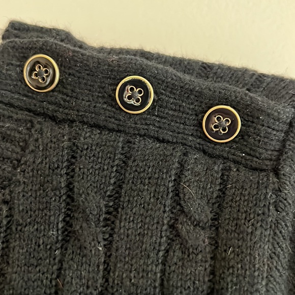 Black Talbots cable knit sweater with button detail at left shoulder. L. Worn 3x - Picture 3 of 5